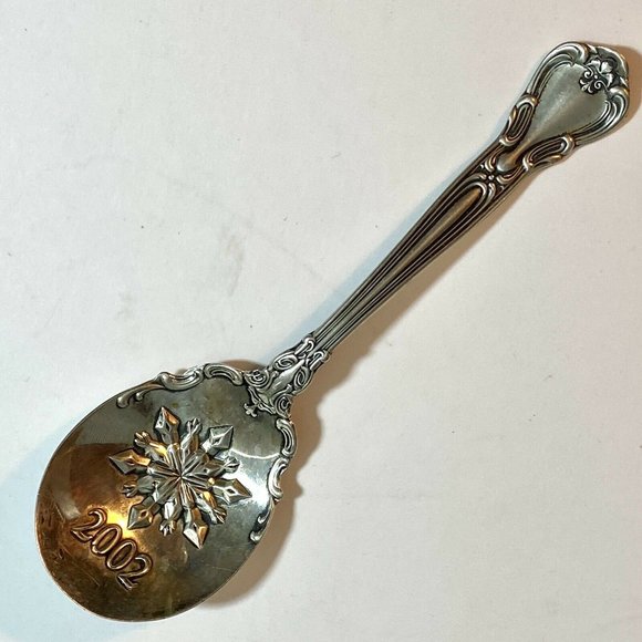 Gorham 2002 Sterling Silver Spoon Snowflake Serving Chantilly Holiday Collector - Picture 2 of 8